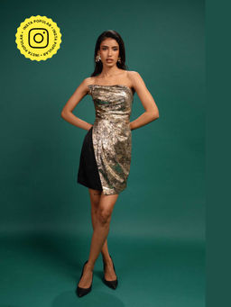 Style Junkiie - Ebony Metal Satin Corset Dress