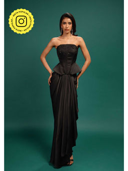 Style Junkiie - Ebony Draped Satin Skirt