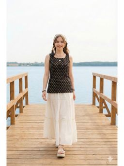 Tikhi Imli - Sleeveless Black Cotton Kurti with Layered Gotta Patti Skirt