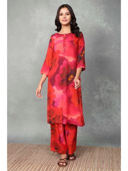 Rangriti - Women Red Rayon Viscose Rayon Kurta and Palazzo