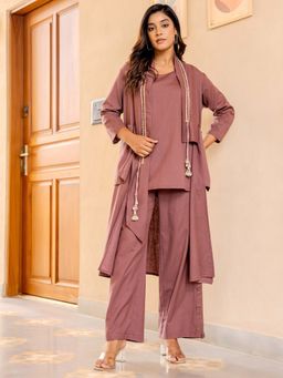 Indo Era - Mauve Solid Straight Co-Ord Set