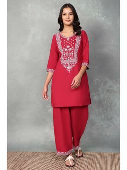 Rangriti - Women Red Cotton Kurta and Palazzo