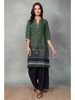 Rangriti - Women Green Viscose Polyester Viscose Rayon Kurta and Palazzo