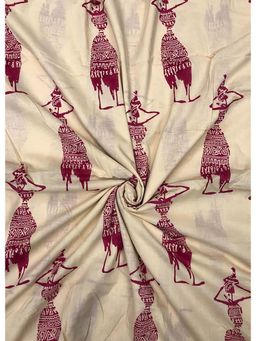 Palash - Beige Women Hand Block Printed Cotton Unstitched Kurta Fabric