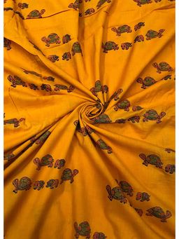 Palash - Orange Women Hand Block Printed Cotton Unstitched Kurta Fabric