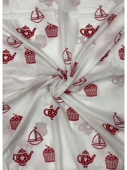 Palash - White Women Hand Block Printed Cotton Unstitched Kurta Fabric