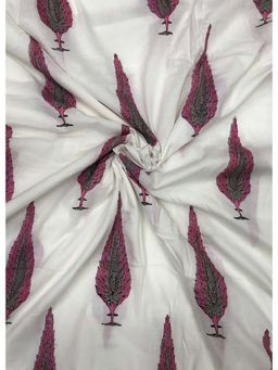 Palash - White Women Hand Block Printed Cotton Unstitched Kurta Fabric