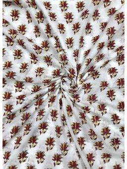 Palash - White Women Hand Block Printed Cotton Unstitched Kurta Fabric
