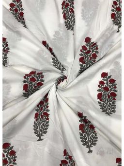 Palash - White Women Hand Block Printed Cotton Unstitched Kurta Fabric