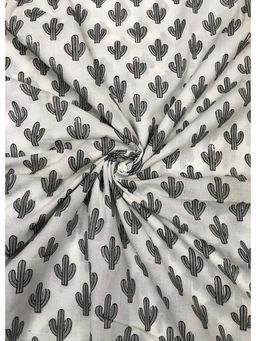 Palash - White Women Hand Block Printed Cotton Unstitched Kurta Fabric