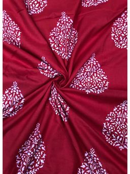 Palash - Red Women Hand Block Printed Cotton Unstitched Kurta Fabric