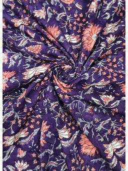Palash - Purple Women Hand Block Printed Cotton Unstitched Kurta Fabric