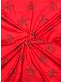 Palash - Red Women Hand Block Printed Cotton Unstitched Kurta