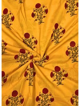 Palash - Mustard Women Hand Block Printed Cotton Unstitched Kurta