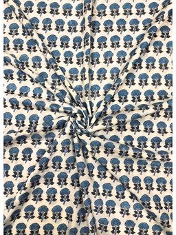 Palash - White Hand Block Printed Cotton Unstitched Kurta Fabric