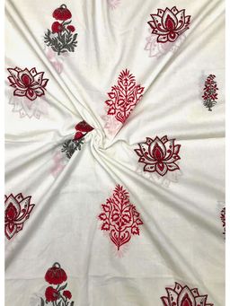 Palash - White Women Hand Block Printed Cotton Unstitched Kurta Fabric