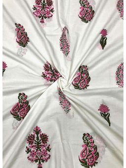 Palash - White Women Hand Block Printed Cotton Unstitched Kurta Fabric