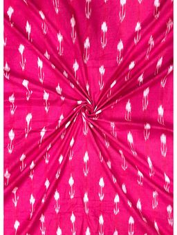 Palash - Pink Women Ikkat Hand Block Printed Cotton Unstitched Kurta