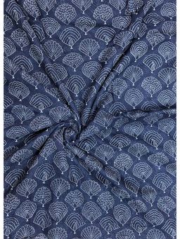 Palash - Navy Blue Hand Block Printed Kota Doria Unstitched Kurta