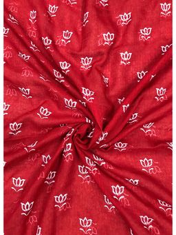 Palash - Red Hand Block Printed Kota Doria Unstitched Kurta