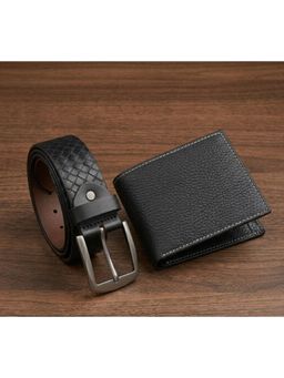 Cimoni - Latest Men's Leather Belt With Wallet-Black