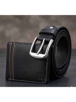 Cimoni - Latest Men's Leather Belt With Wallet-Black