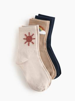 Cider - Weather Pattern Women Soft Ribbed Crew Socks Multi-Color