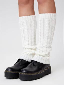 Cider - Cable Knit Women Soft Knee-High Socks White