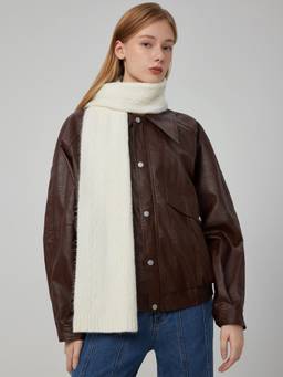 Cider - Cable Knit Women’s Warm Wool Scarf White