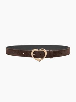 Cider - Heart Buckle Women's Textured Slim Belt Coffee