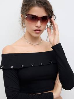 Cider - Star Cat-Eye Women's Fashion Shield Sunglasses Brown