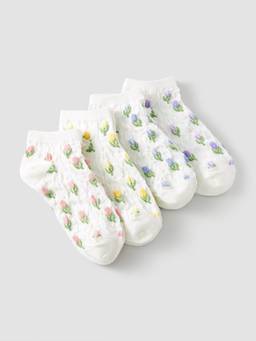Cider - 3D Tulip Women's Textured Ankle Socks White