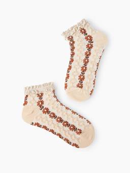 Cider - Floral Women's Lace Trim Ankle Socks Multi-Color