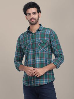 AM SWAN - Men's Green Plaid Flannel Checked Shirt