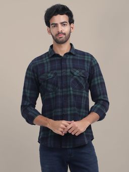 AM SWAN - Men's Green Plaid Flannel Checked Shirt