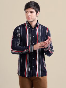 AM SWAN - Men's Rayon Shirt with Black Ray Stripe