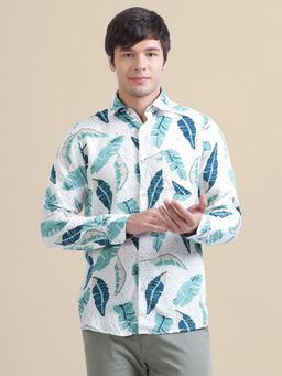 AM SWAN - Men's Rayon Shirt with Tropical Print