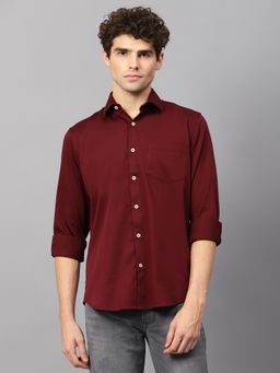 AM SWAN - Maroon Casual Shirt for Men