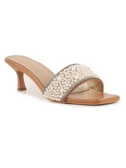 AXIUM - Pearl Embellished Beige Heels