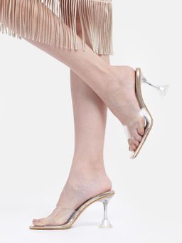 AXIUM - Golden Transparent Hourglass Heels