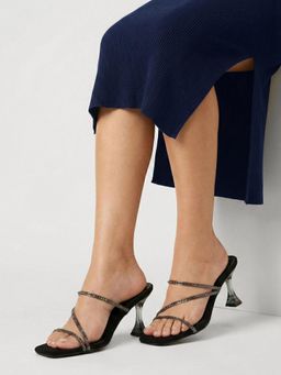 AXIUM - Women's Embellished Black Hourglass Heels