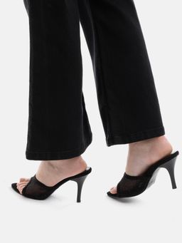 AXIUM - Women's Black Embellished Stilettos Sandals