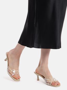 AXIUM - Women's Nude Beige Pearl Embellished Heels
