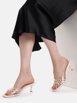 AXIUM - Women's Cream Pearl Embellished Heels