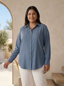 Qurvii - Gray Crepe Formal Classic Shirt