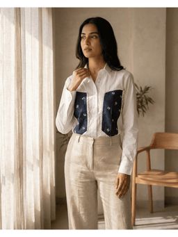 UNIMODA - White Handwork Cotton Poplin Shirt