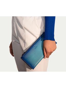 Nelumbo Nucifera - Theodora Handmade Leather Wallet Blue