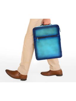 Nelumbo Nucifera - Stavros Handmade Leather Backpack Blue