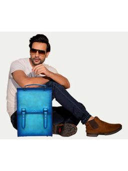 Nelumbo Nucifera - Jocasta Handmade Leather Backpack Blue