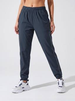 Fitkin - Women Dark Navy Blue Reflective Piping Joggers